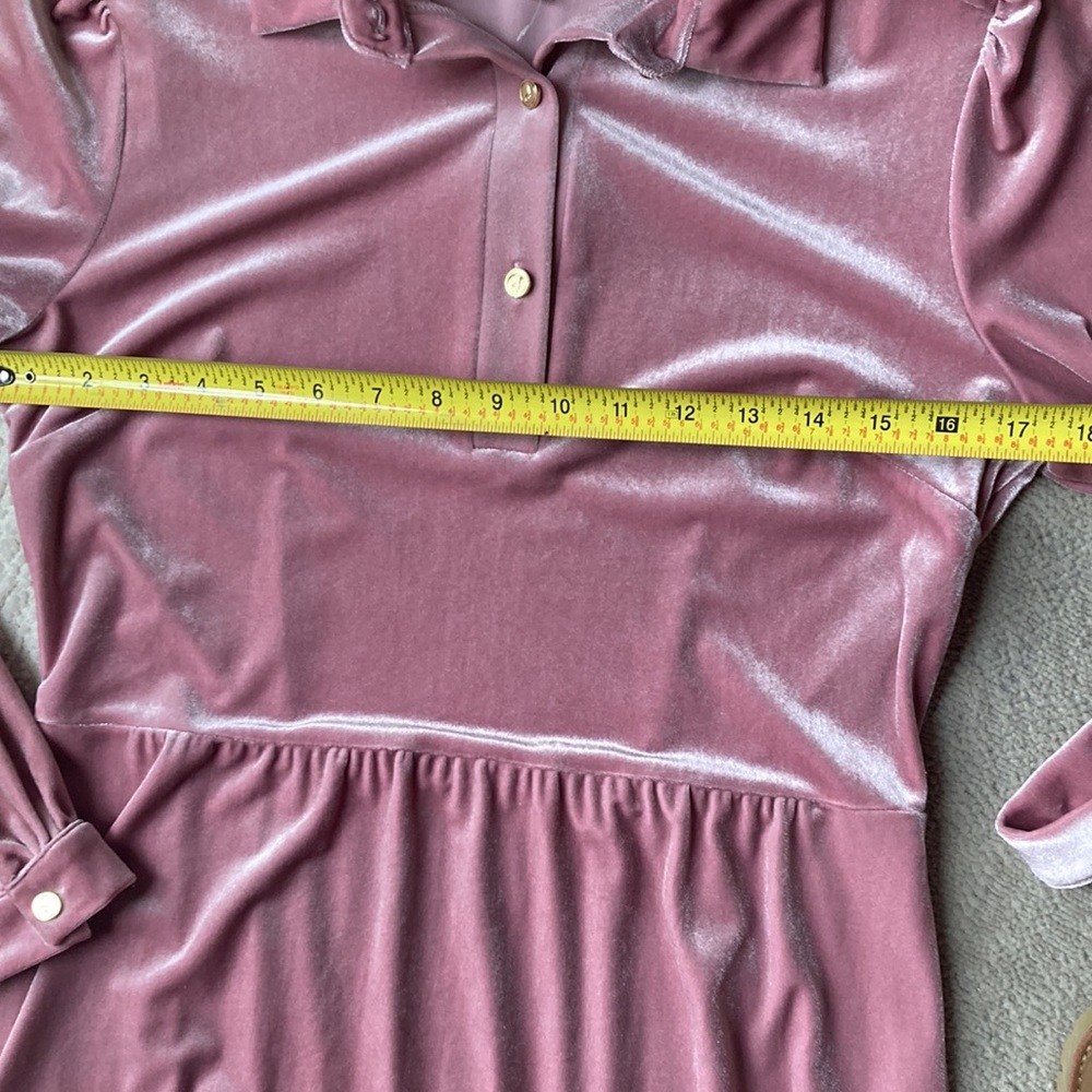 Beautiful Jude Conally rose color, soft velveteen dress - Picture 11 of 16